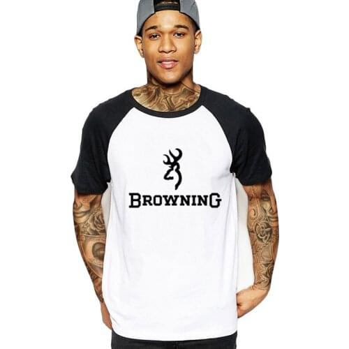Simple Pure Color Men T Shirts Fashion Browning Firearms Logo Graphic Print T-Shirt Cotton Summer Casual Short Sleeve Top tshirt