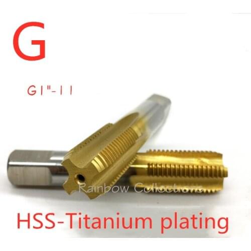 G1"-11 ,G-Type Titanium-plated high-speed steel Machine taps stainless steel Hand taps, L87mm,Handle Dia.16mm Free shipping