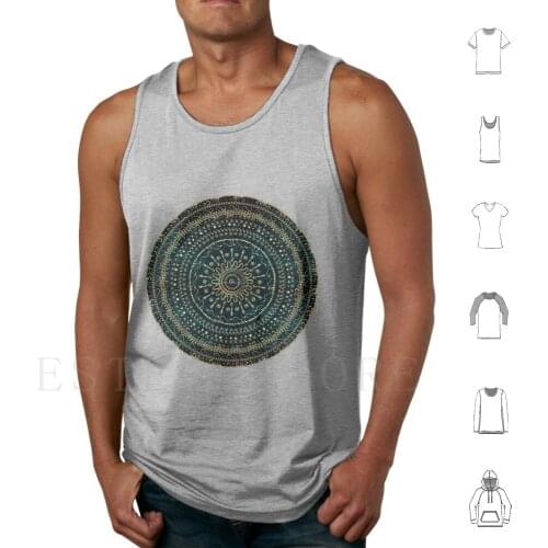 Geometric Tribal Gold Mandala Tank Tops Vest Cotton Modern Hand Drawn Geometric Tribal Gold Mandala Gold Mandala Bohemian