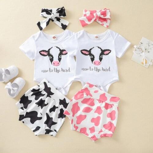 0-18M Infant Baby Girls Boys Clothes Sets Letter Printed Short Sleeve Romper Tops Shorts Headband