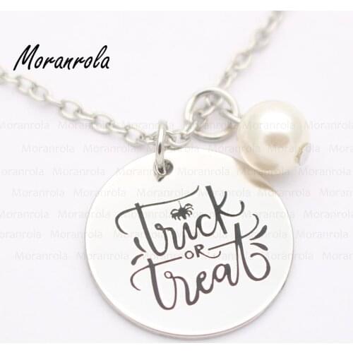 New arried" Trick or Treat "copper Necklace & Keychain charm,Halloween jewelry Kids Halloween gift trick or treat charm