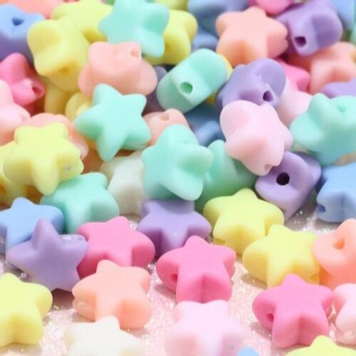 MHS.SUN Cute Fivestar Acrylic Beads For Kids Girls DIY Necklace Colorful Acrylic Loose Beads Handmade Accessories 150pcs/lot