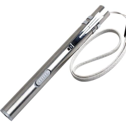 Stainless Steel Highlight Pen Shape USB Charging Mini LED Lithium Battery Flashlight