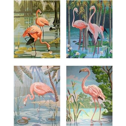 GATYZTORY Painting By Numbers Animal Flamingo Kits For Adults Home Living Room Wall Decoration Handmade Unique Gift