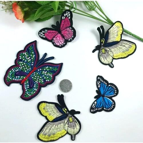 Cute cartoon Animals beautiful butterflies patches embroidery clothes applique accessories badge sew on clothes or bag