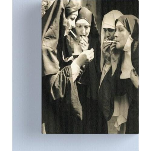 Wall Art Pictures Canvas Two Lady Smoke Retro Posters Home Black White Decor Modular Painting HD Printed No Framed For Bedroom