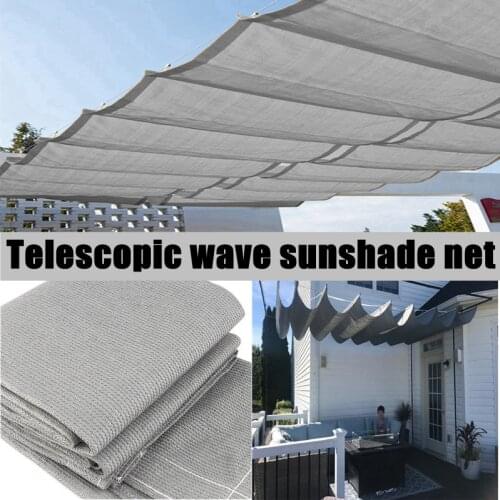 Customize Grey Telescopic Wave Sun Shade Net Thicken Balcony Terrace Sunshade Nets Outdoor Swimming Pool Sunshade Sails