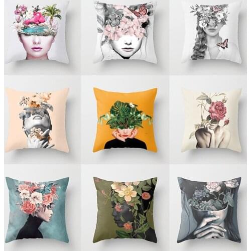 Women Flower Print Cushion Cover Throw Pillow Decorative Cushions Home Sofa Decorative Pillow Covers Pillowcase 2020 Fashion