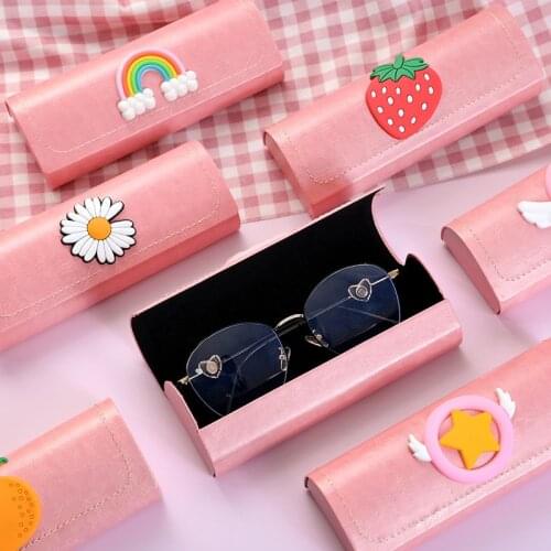 New Cartoon Waterproof Glasses Box Hard Pink Leather cases for glasses Frame Women Eyeglass Reading Multicolor Cases Hot sale