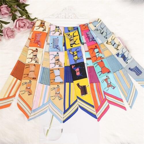 New style horse print scarf fashion small narrow scarf changeable tie bag handle ribbon female headscarf BS04