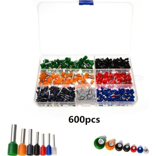 600pcs Crimp Terminals Wire Connector Insulated Cord Pin End Electrical Cable Wire Copper Crimping Terminal Kit AWG 22-10