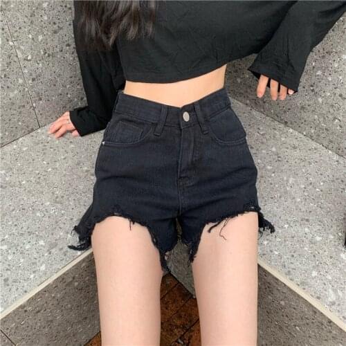 Solid Women Loose Shorts Fashion High Waist Tassel Female Straight Denim Shorts 2020 Summer Casual Zipper Pocket Jeans Shorts
