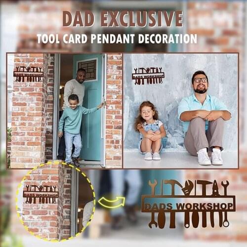 Stainless Steel Workshop Pendant Dad Workshop Wall Hanging Decor Fathers Day Gift for Workshop Maintenance Room Decor