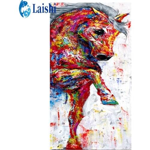 Full circle diamond painting Abstract art colorful horse handmade diamond embroidery mosaic art kit home decoration pictures