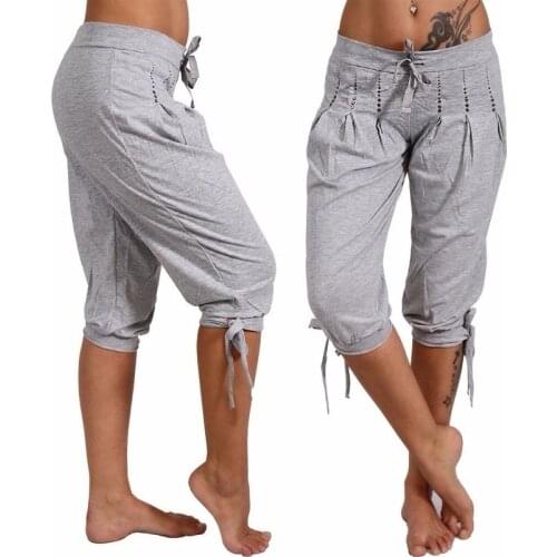 Plus Size 5XL 2021 Summer Autumn Womens Pants Casual Pencil Pants High Waist Pockets Solid Color 3/4 Cargo Jogger Slim Trousers