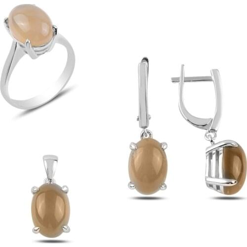 Silver 925 Sterling Natural Solitaire Set