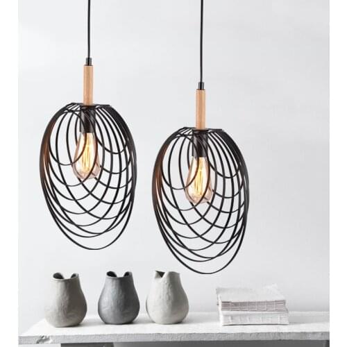 Modern Cage Pendant Light Iron Minimalist Retro Scandinavian Loft Pyramid Pendant Lamp Metal Hanging Lamp E27 Indoor luminaria