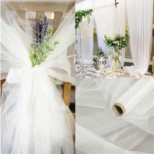 10m/lot 48cm Sheer Crystal Organza Tulle Roll Fabric for Wedding Party Decoration organza chair wedding Arch Decor womans Dress