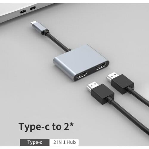 USB 2.0 USB Type-C to HDTV Compatible Adapter Hub Port Multi-expander 2.0 USB2 Hub 4k HD Dual Screen Monitor For Macbook PC