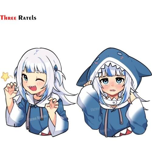 Three Ratels A286 Fashion Anime Gawr Gura Hololive Sticker For IPHONE 12Pro Decortive Occlusion Scratch Vinyl Material Car Decal