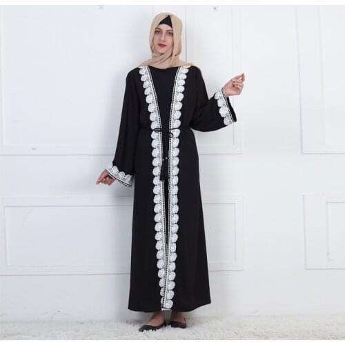 Embroidered Dubai Abaya Turkey Middle East Muslim Womens Cardigan Robe 2021 New Ramadan Eid Al-Adha 2021 Kaftan Moroccan New