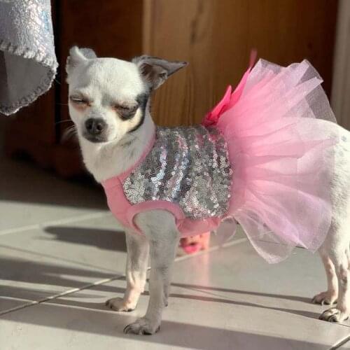 Princess Dog Dress Summer Bright Shirt Tutu Skirt Pet Clothes For York Chihuahua Shih Tzu Bowknot Puppy Costumes 10A