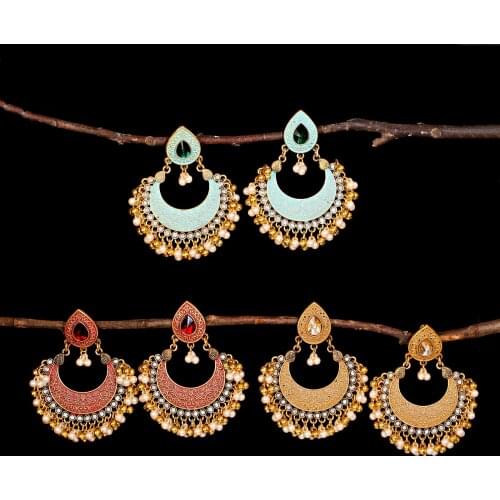 Boho Gypsy Tassel Indian Dangle Earrings 2021 Women Orecchini Jewelry Ladies Retro Water Droplets Jhumka Earrings