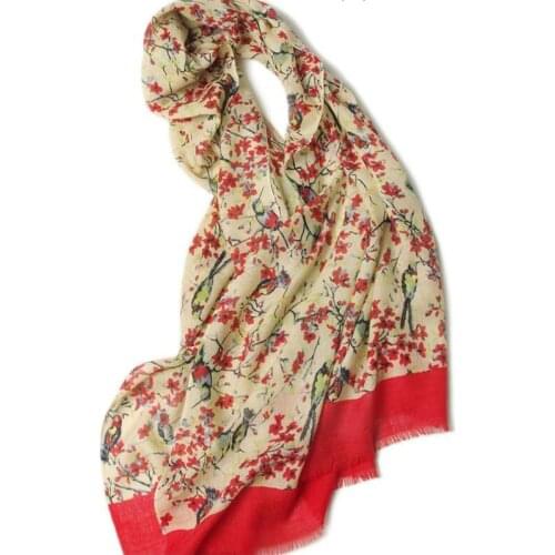 Silk And Cashmere Scarf Women Winter Summer Vintage Printed Yellow Red Scarfs Natural Soft Warm High Quality Free Shipping