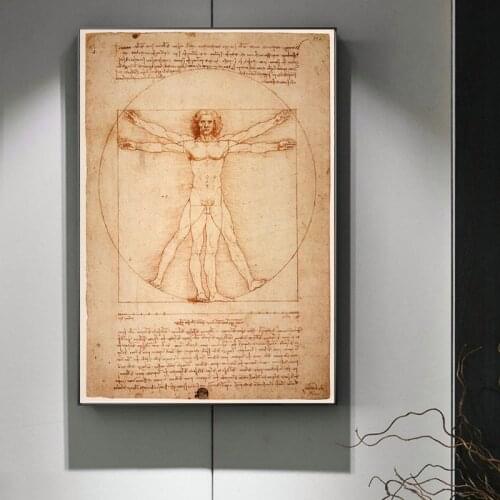 Vitruvian Man Famous Art Classical Canvas Paintings By Leonardo Da Vinci Wall Art Posters and Prints Wall Art Pictures Cuadros