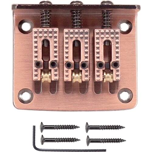 3 String Guitar Roller Saddle Bridge with 4 Pieces Bridge Screws Wrench Set String Instrument Parts