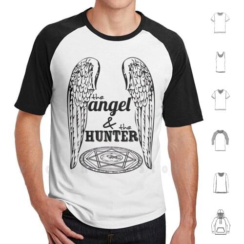 The Angel & The Hunter T Shirt DIY 100% Cotton 6xl Supernatural Spn Dean Winchester Castiel Cas Cass Destiel Angel Hunters