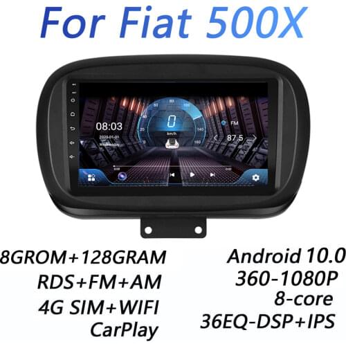4G+64G DSP 2 din Android 10 4G NET Car Radio Multimedia Video Player for Fiat 500X 2014 - 2020 WiFi BT carplay