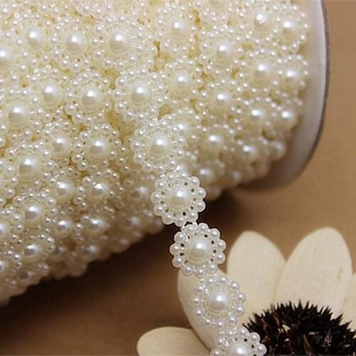 DIY 2 yards 10mm milky white Bead chain Sunflower pearl DIY Jewelry wedding /Christmas decoration