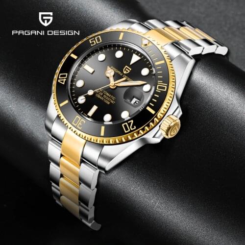 Gold-Black Business Clock Pagani Design Luxury Automatic Mechanical Mens Watches Stainless Steel Wristwatch relogio masculino