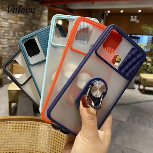 For Samsung M31 Prime M515F DSN Slide Camera Protection Stand Holder Case For Samsung M21S F41 Shockproof Transparent Back Cover