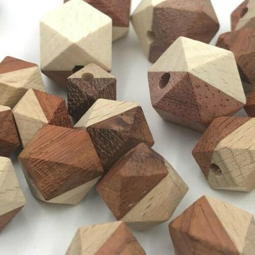Two-color wooden beads cross section craft DIY jewelry Making geometric beads 12.14.18MM