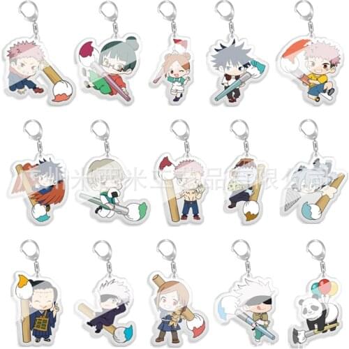 Jujutsu Kaisen Yuji Itadori Keychain Fushiguro Megumi Gojo Satoru Cosplay Two-sided Acrylic Keyring Anime Jewelry Fans Souvenir