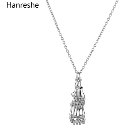 Hanreshe New Foot Bone Medical Pendant Necklace Stainless Steel Quality Metal Medical Jewelry Choker for Woman Girl and Nurse
