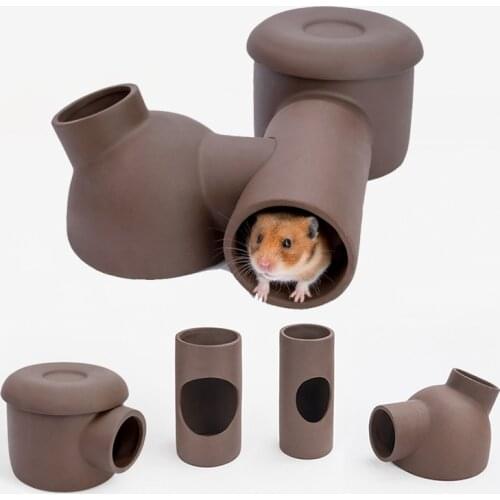 Hamster Purple Sand Tunnel Cave Summer Cooling Pipe Golden Silk Bear Ceramic Nest DIY Combination Channel Hamster Maze