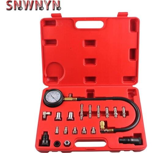 Car Diesel Engine Cylinder Compression Tester Kit 3 inch Pressure Gauge+Adapter Set Fast Connector for Efficient Connection