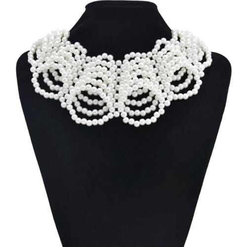 Brief Art Style Multi-layer Pearl beaded Bubble Necklace bride Wedding choker Necklace Hollow Beads Fashion Jewelry For Women