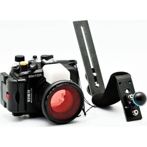For Sony DSC RX100 IV 40m/130ft Meikon Underwater Camera Housing + Red Underwater Filter (wet 67mm) +Aluminum Diving Handle