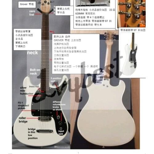 Lvybest logo,own designed shape,electric guitar Ivan same model ,with chrome bridge kroea style,snow white finished, free ship