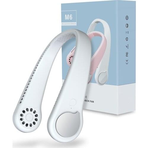 Mini Bladeless Fan Neck Fan 3 Level Lazy Fan USB Rechargeable Fan Mute Sports Fans for Home Outdoor Air Conditioning Cooling