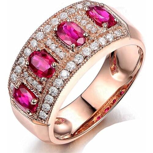 MOONROCY Rose Gold Color Wedding Rings CZ Cubic Zirconia Crystal Promise Ring Geometric for Women Girls Drop shipping Wholesale