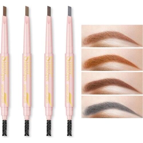 New Eyebrow pencil 2 in 1 Cosmetics Makeup Double Head Eyebrow Pencil with Brush Waterproof 4 colors Long Lasting