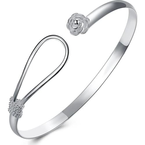 New Style 925 Sterling Silver Rose Flower Bracelet Female Engagement Wedding Charm Fashion Party Jewelry