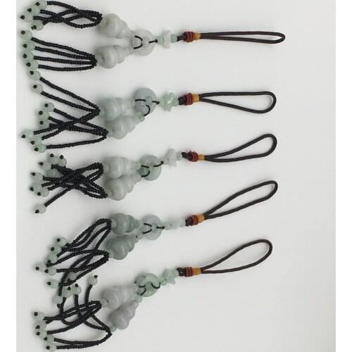 Wholesale New natural jadestone gourd shape key chain 2PCS 001