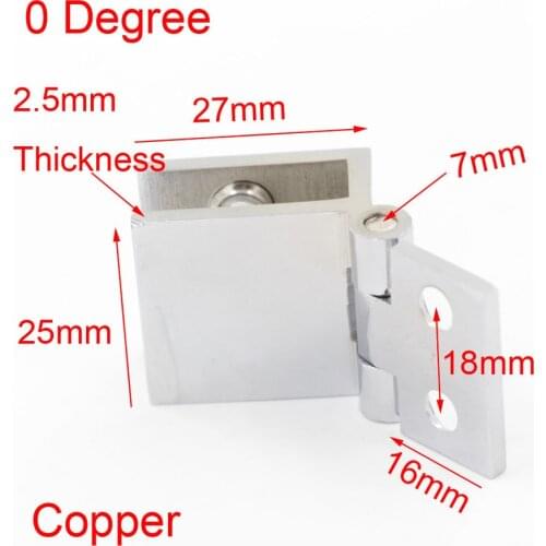 2PCS 0 Degree Copper Glass Hinge Fit for Glass Thickness 5-8mm Cabinet Hinges