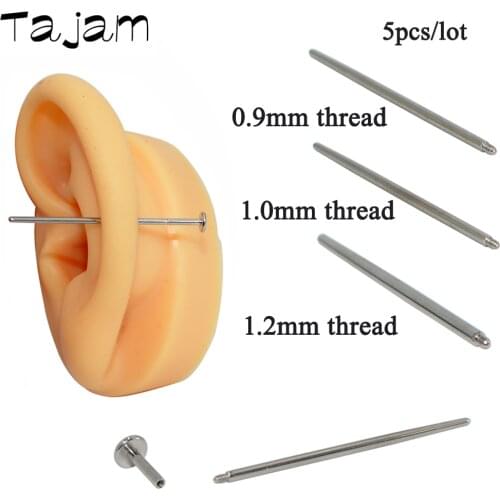 5pcs/lot 316L Surgical Stainless Steel Threaded Ear Taper Labret Lip Dermal Pull Pin Tools Fashion Body Piercing Jewelry